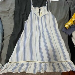 Blue and White Striped Sleeveless Dress